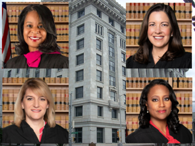 Judge Melynee Leftridge (top-left), Fulton County Deputy Sheriff Captain Leon Gates (top-right), (bottom) property of occupants thrown on the street of Country Club of the South