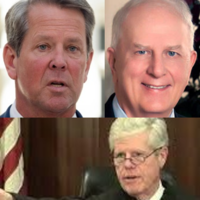 Both Governor Brian Kemp (top-left) and former governor Roy Barnes (top-right) appointed Robert E. Flournoy, III (bottom) to the Superior Court bench during their tenures